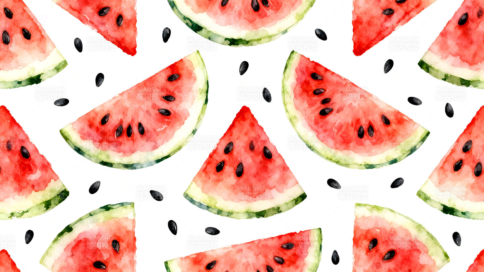 水彩风格西瓜片图案图片