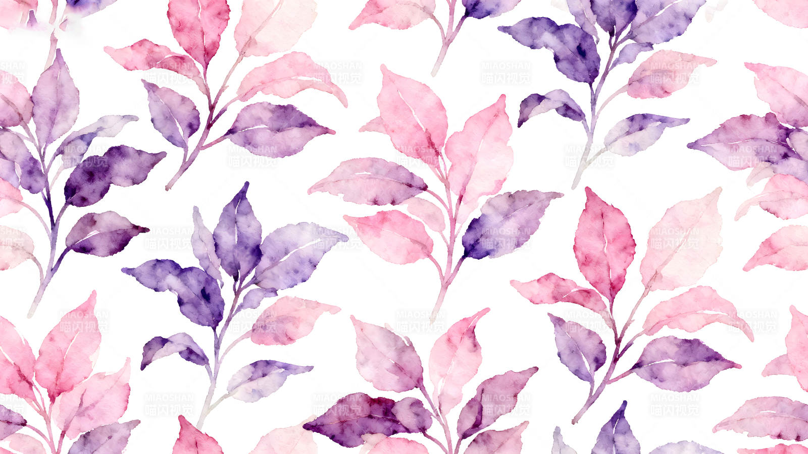 水彩叶子图案装饰画图片