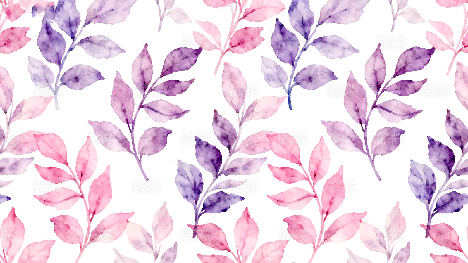 水彩粉紫色叶子图案背景图片