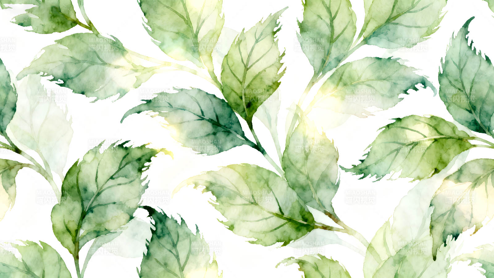 水彩风格的叶子背景图片