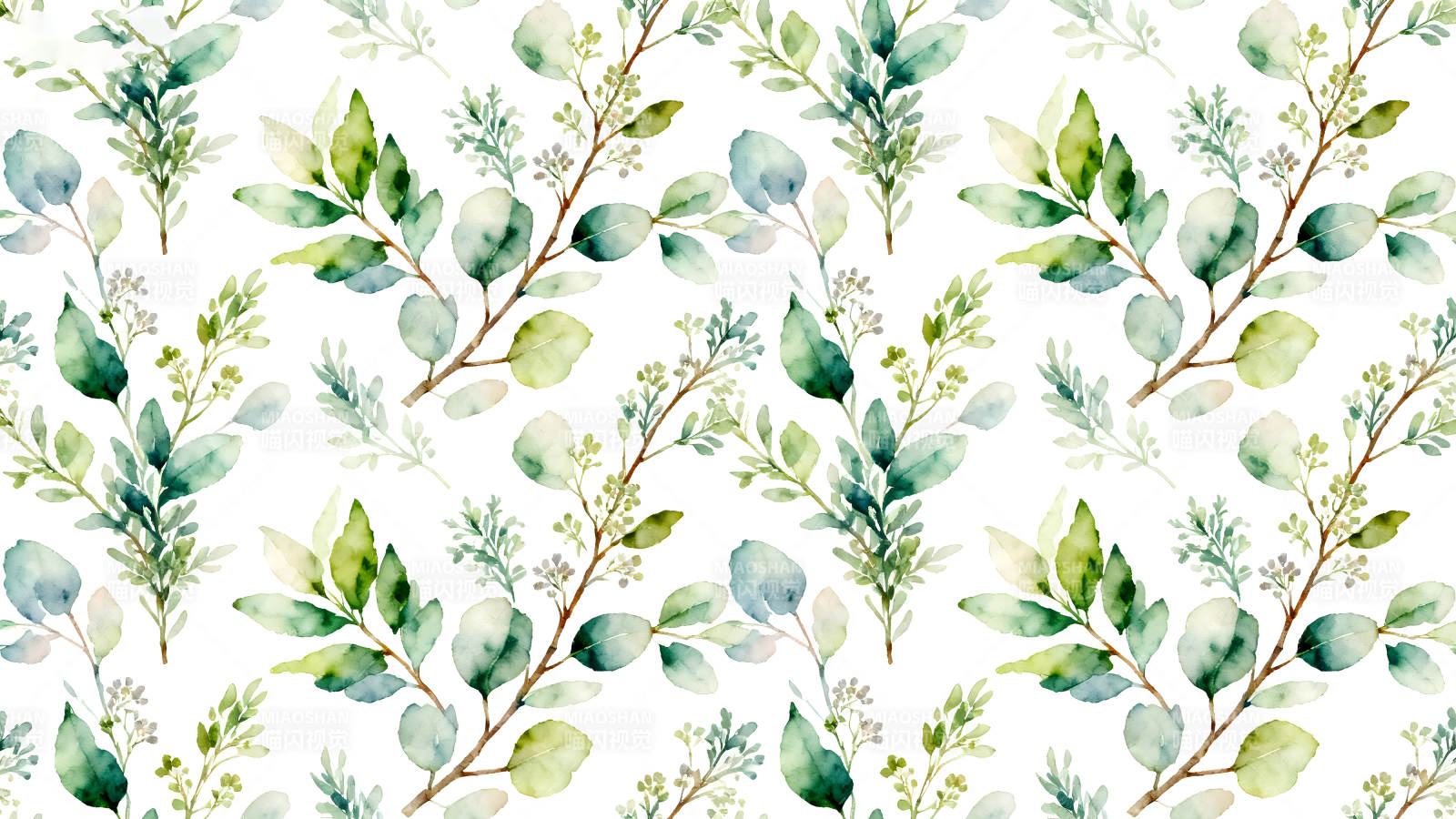 水彩风格叶子背景图案图片