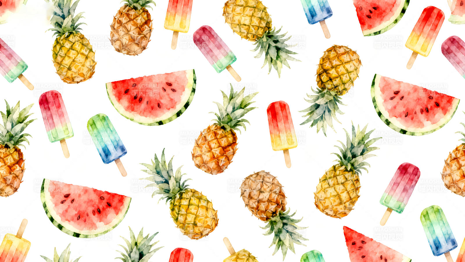 夏季水果拼贴画清新夏日主题图片