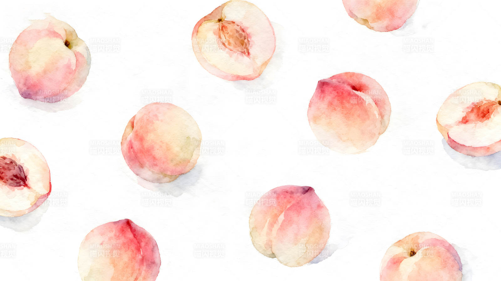 水彩手绘桃子清新图案图片