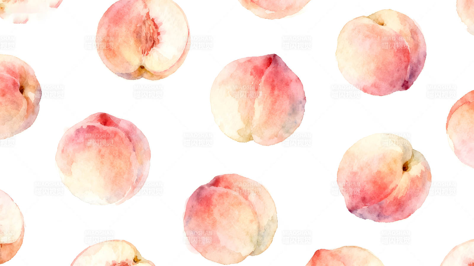 水彩手绘的蜜桃图案图片