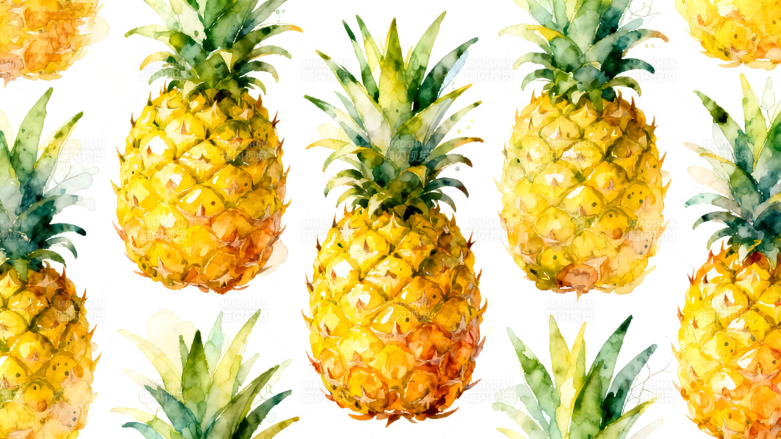 水彩风格菠萝图图片
