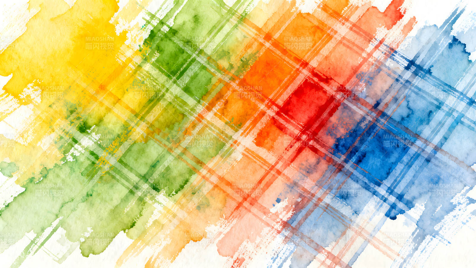 水彩渐变格子图画展示色彩图片