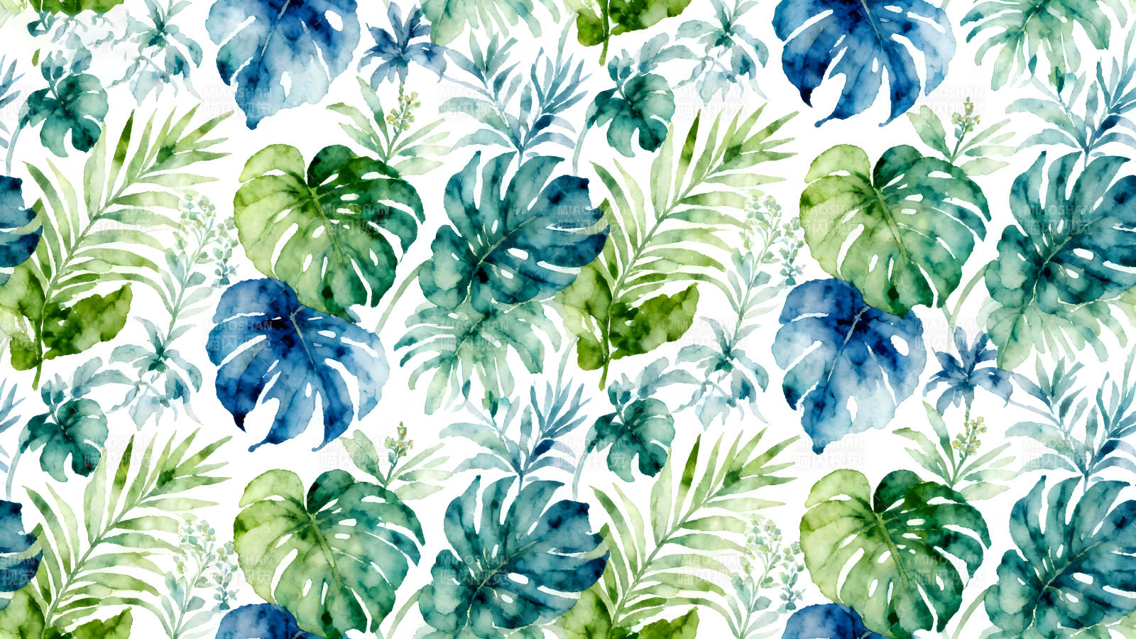 水彩热带植物图案图片