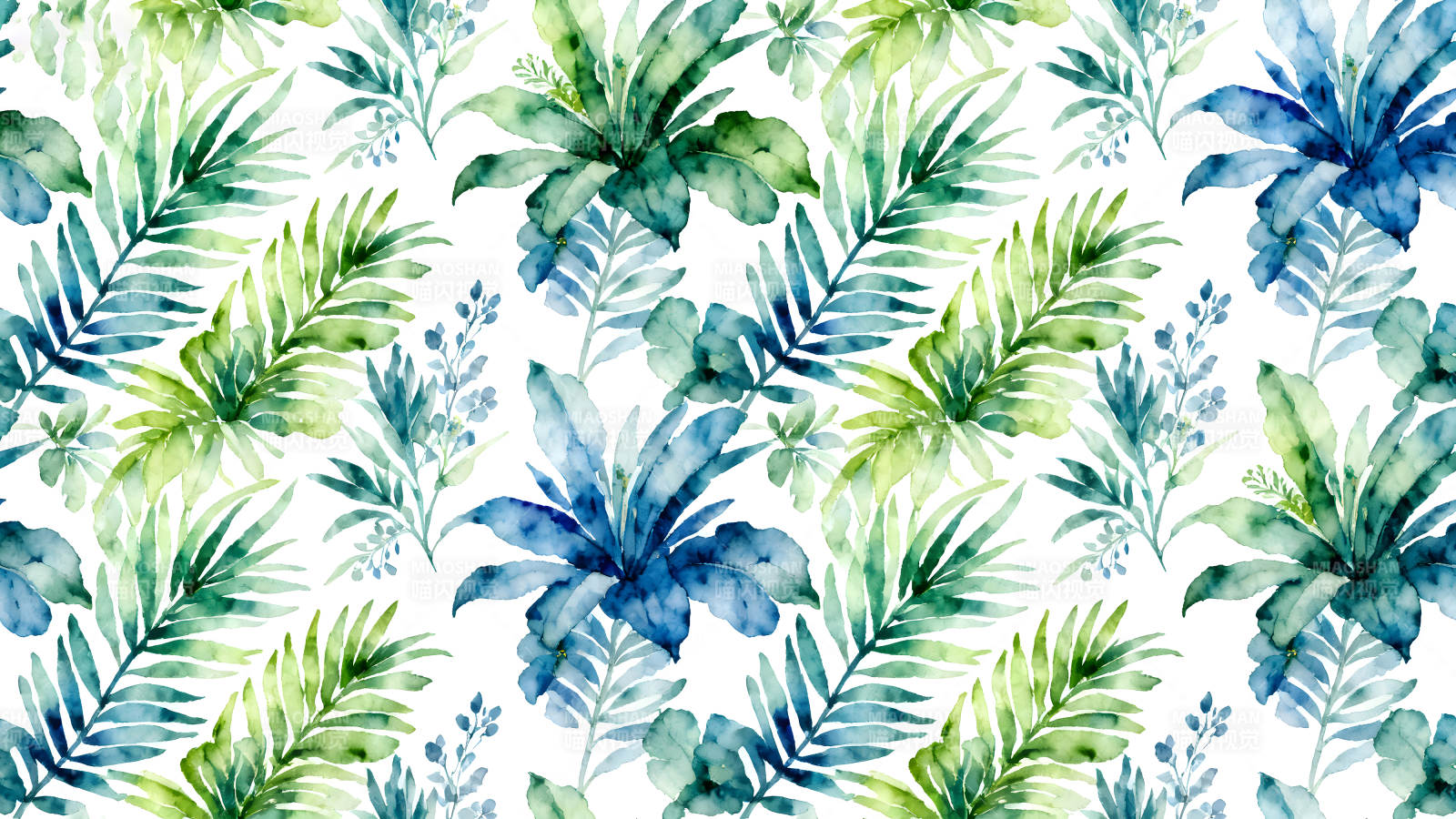 水彩叶子图案的精美壁纸图片