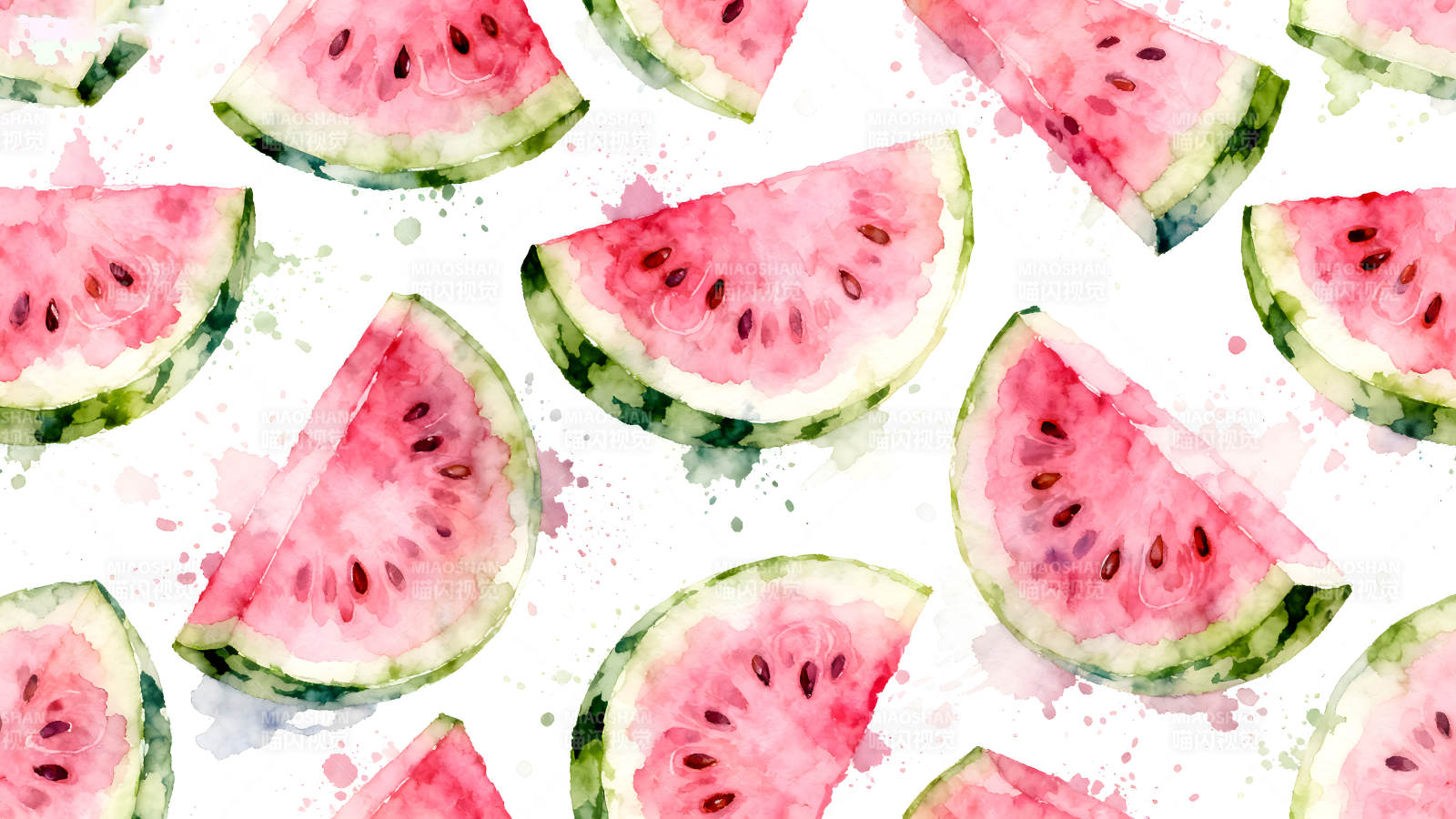 西瓜切片图案水彩风格清新可爱图片