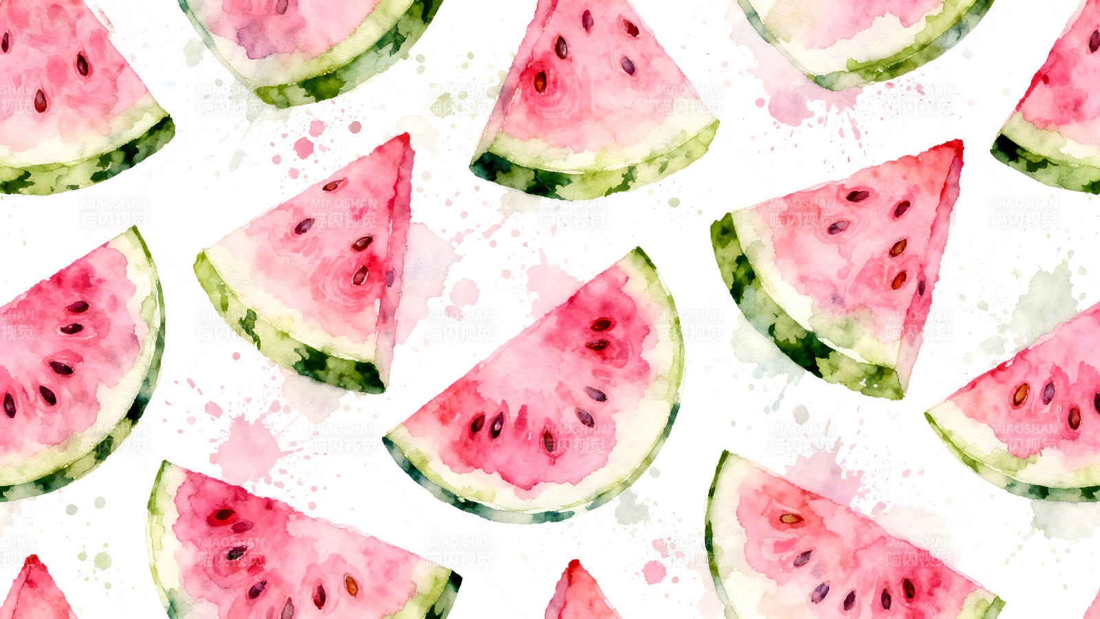 水彩西瓜切片背景图图片