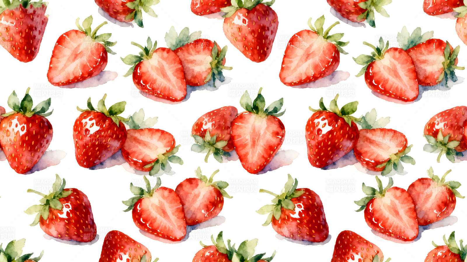 水彩草莓图案清新可爱图片