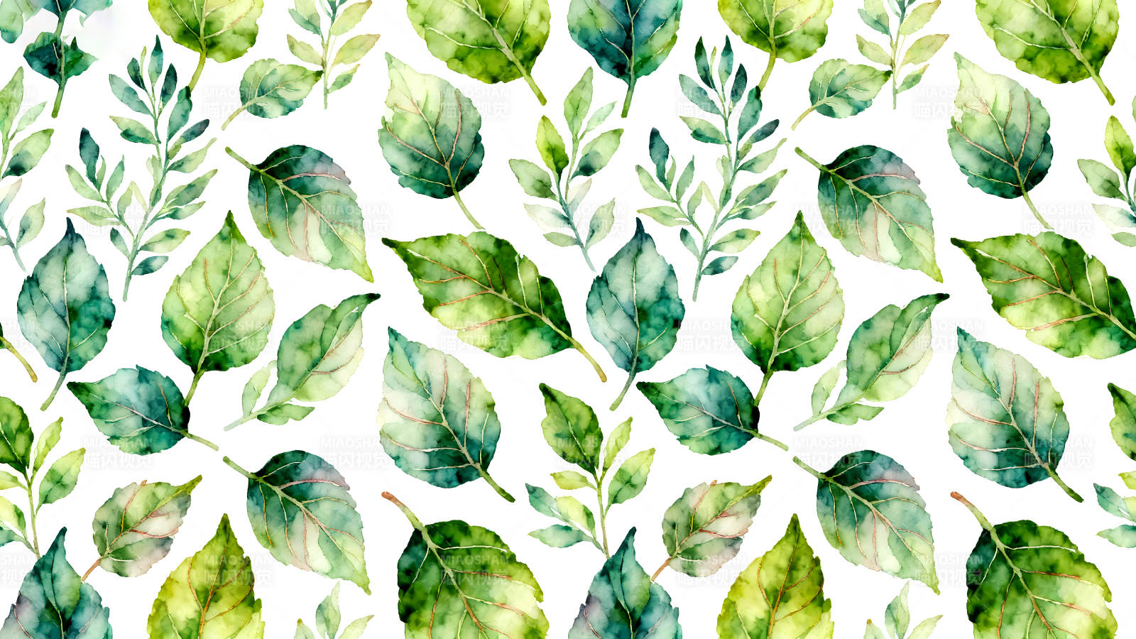 水彩叶子图案清新自然图片