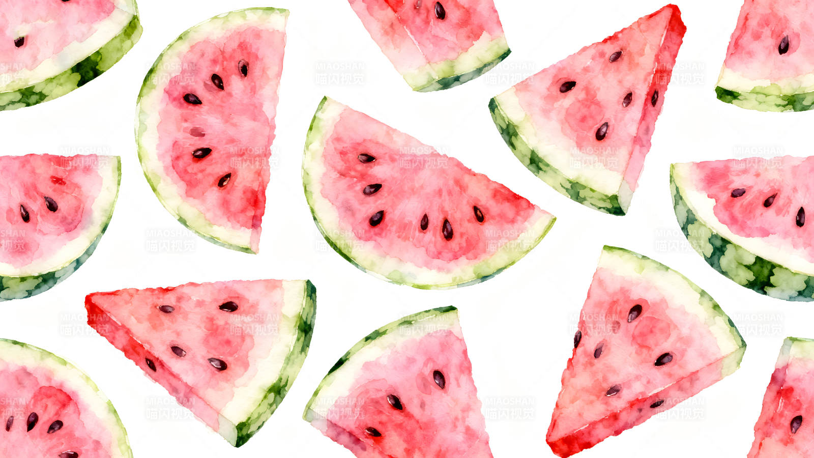 水彩西瓜切片图案图片