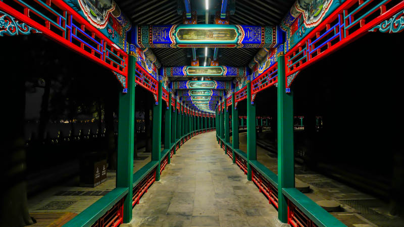 古色古香长廊图片