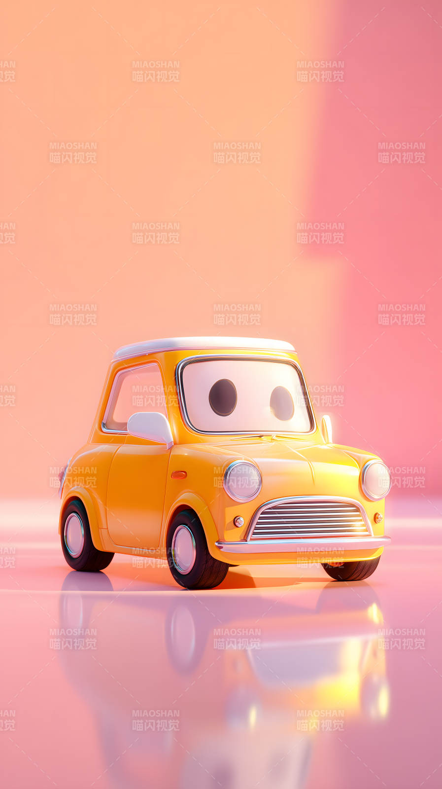 卡通黄色小车可爱迷人图片