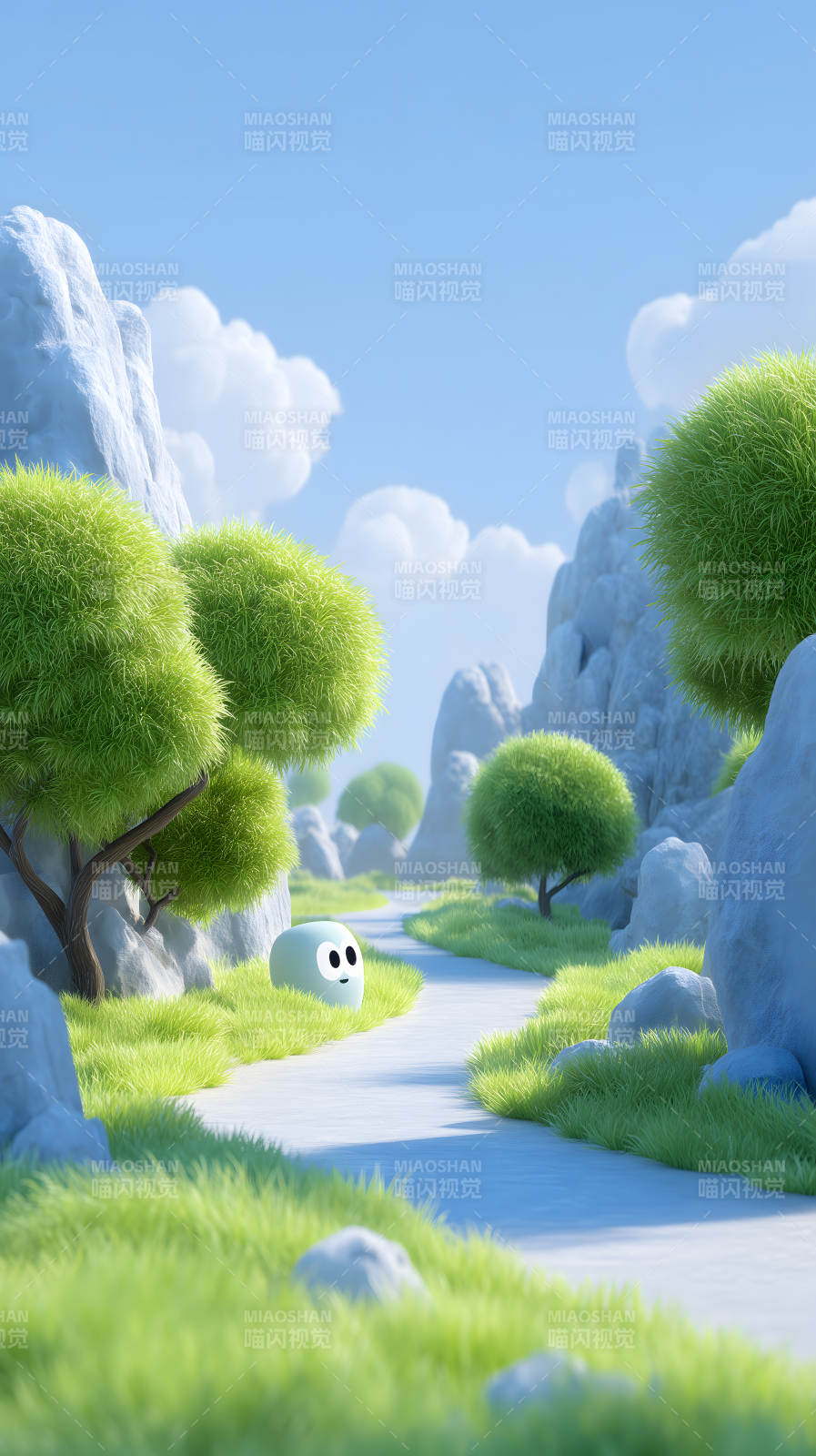 可爱卡通的风景画图片