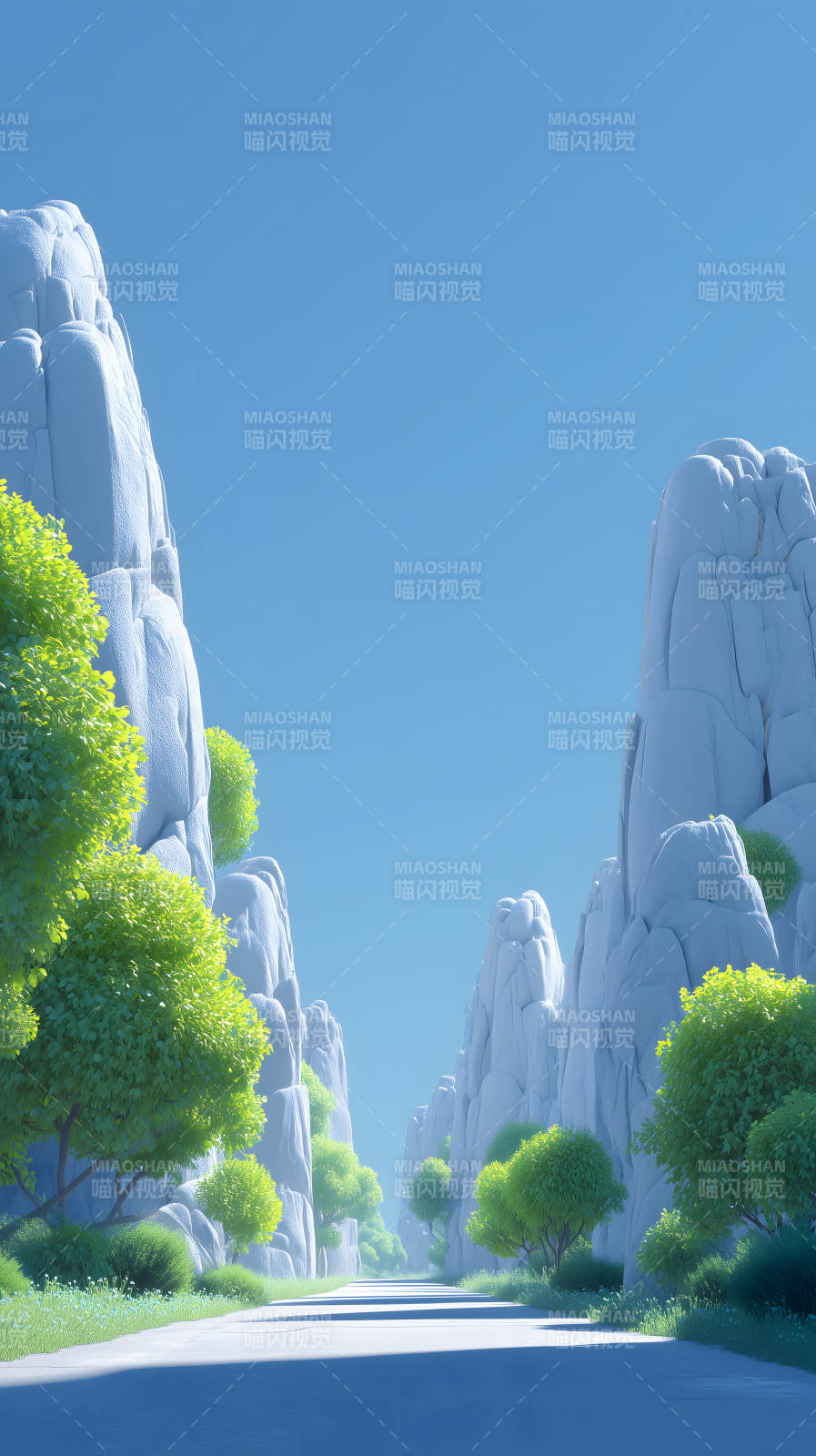 峡谷公路与绿树图片