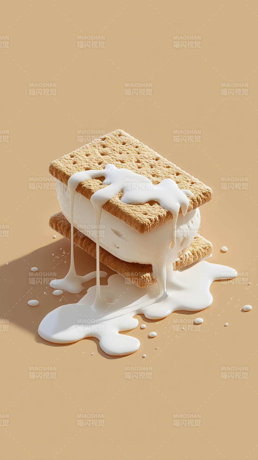 融化的冰淇淋三明治图片