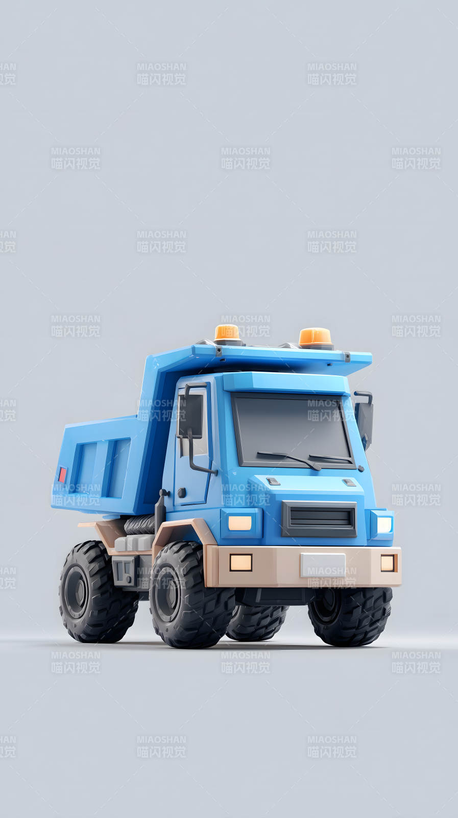 蓝色卡车卡通风格图片