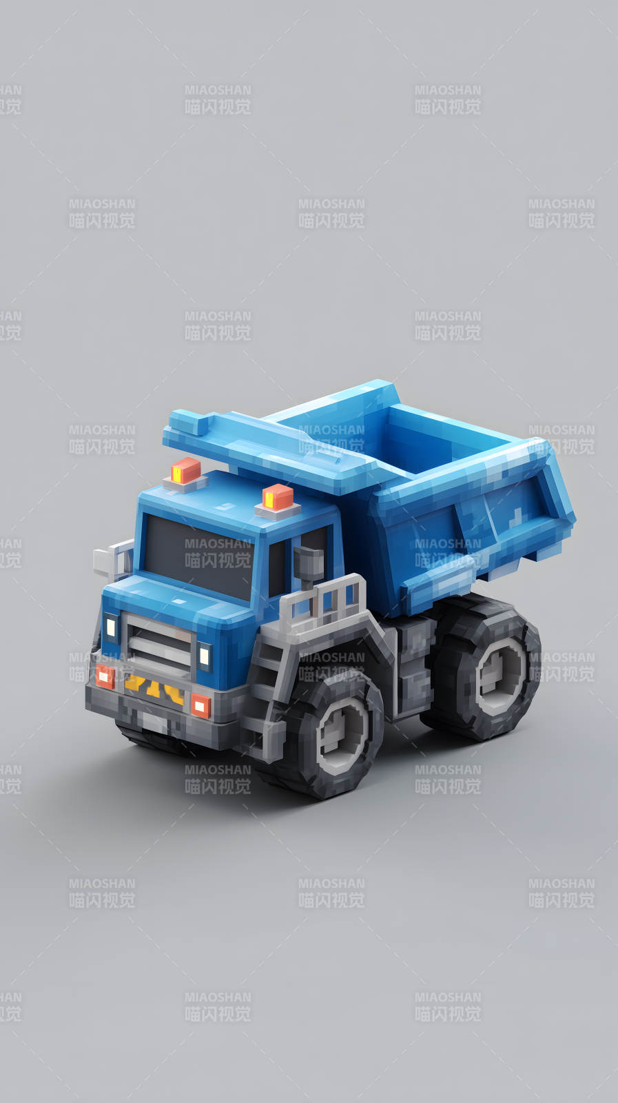 蓝色像素工程车图片