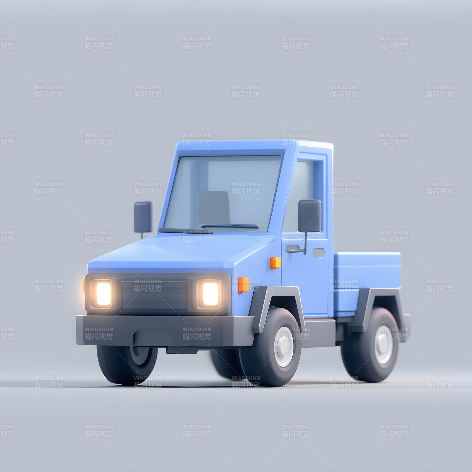 蓝色卡通小卡车图片