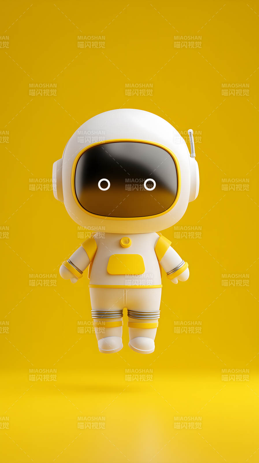 呆萌宇航员黄色背景图片