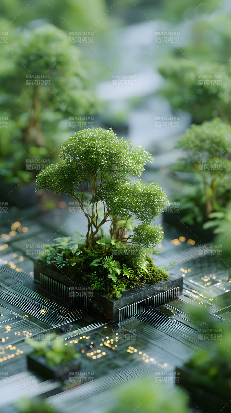 电路板上的盆景花园图片