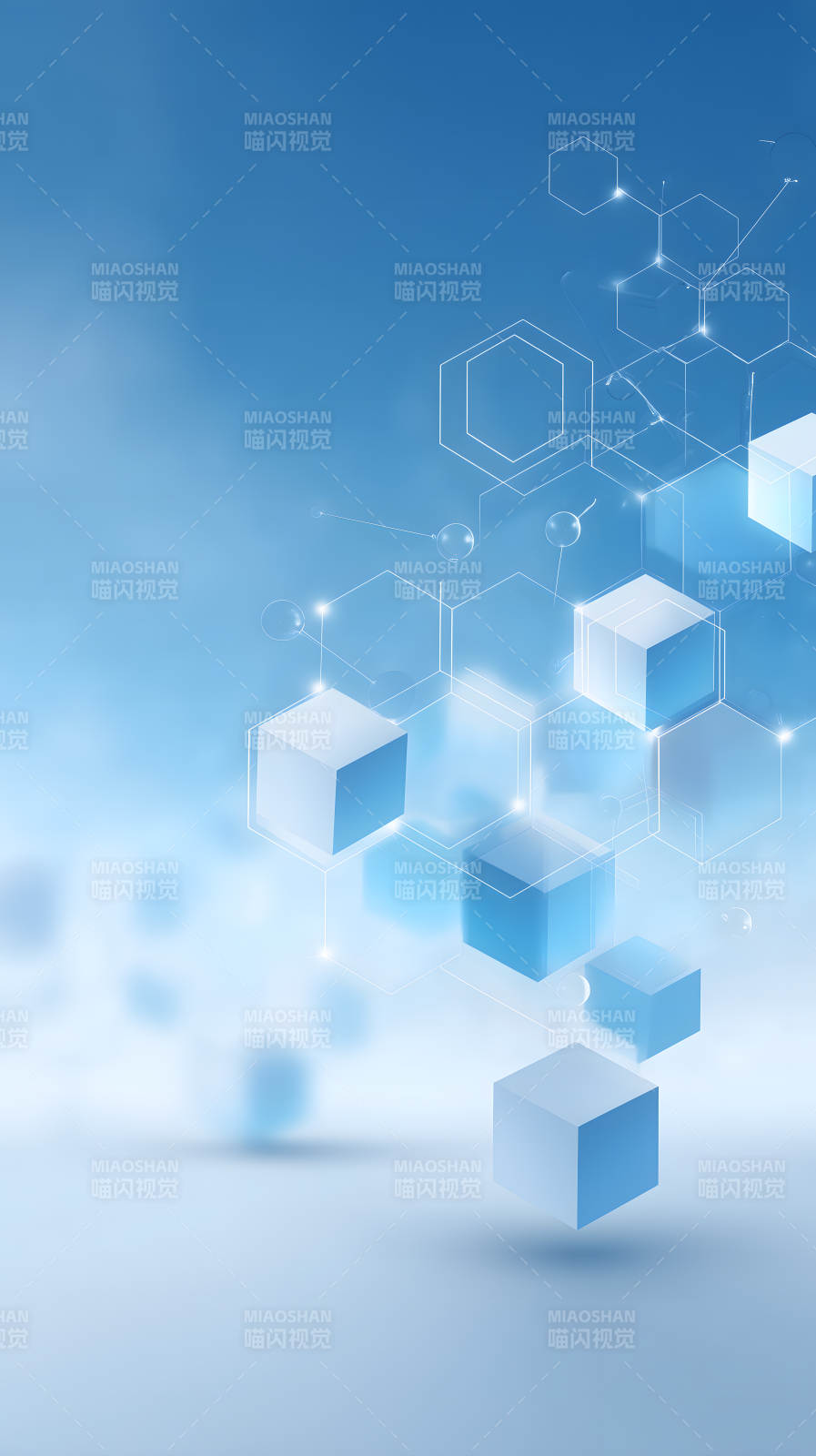 蓝色科技立方体图片