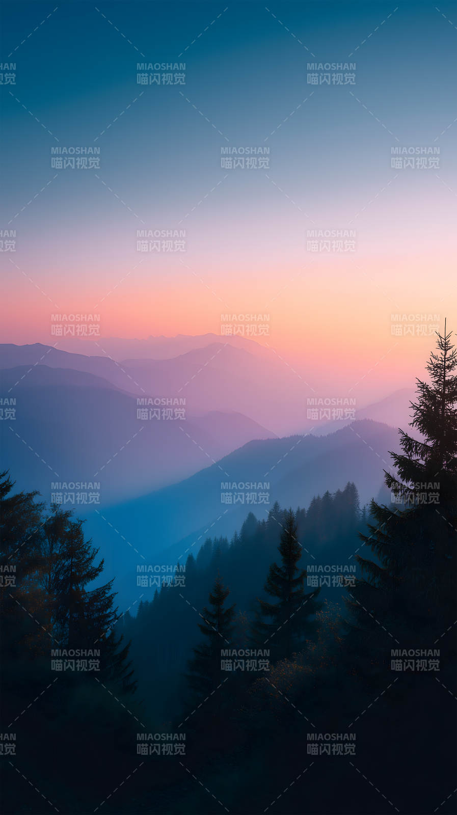 山间暮色迷人风景图片