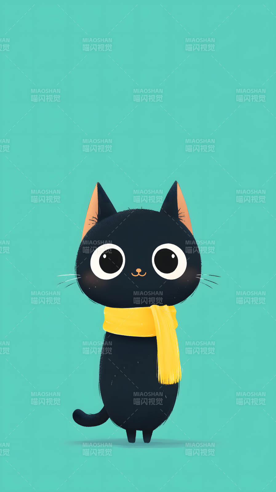 可爱黑猫戴围巾图片