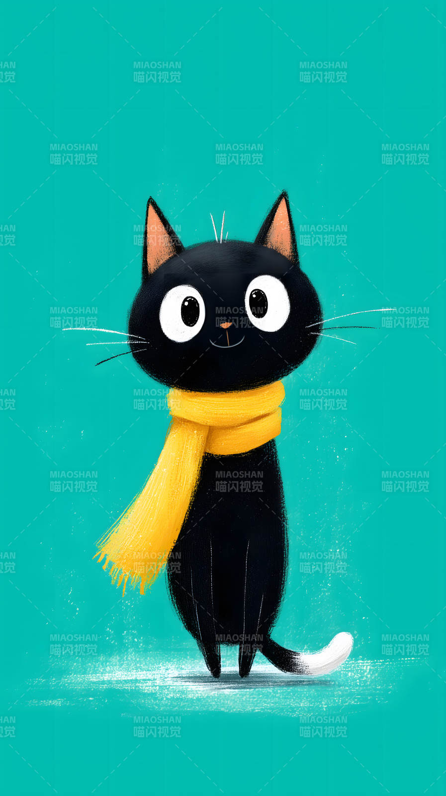 黑猫围巾可爱卡通图片