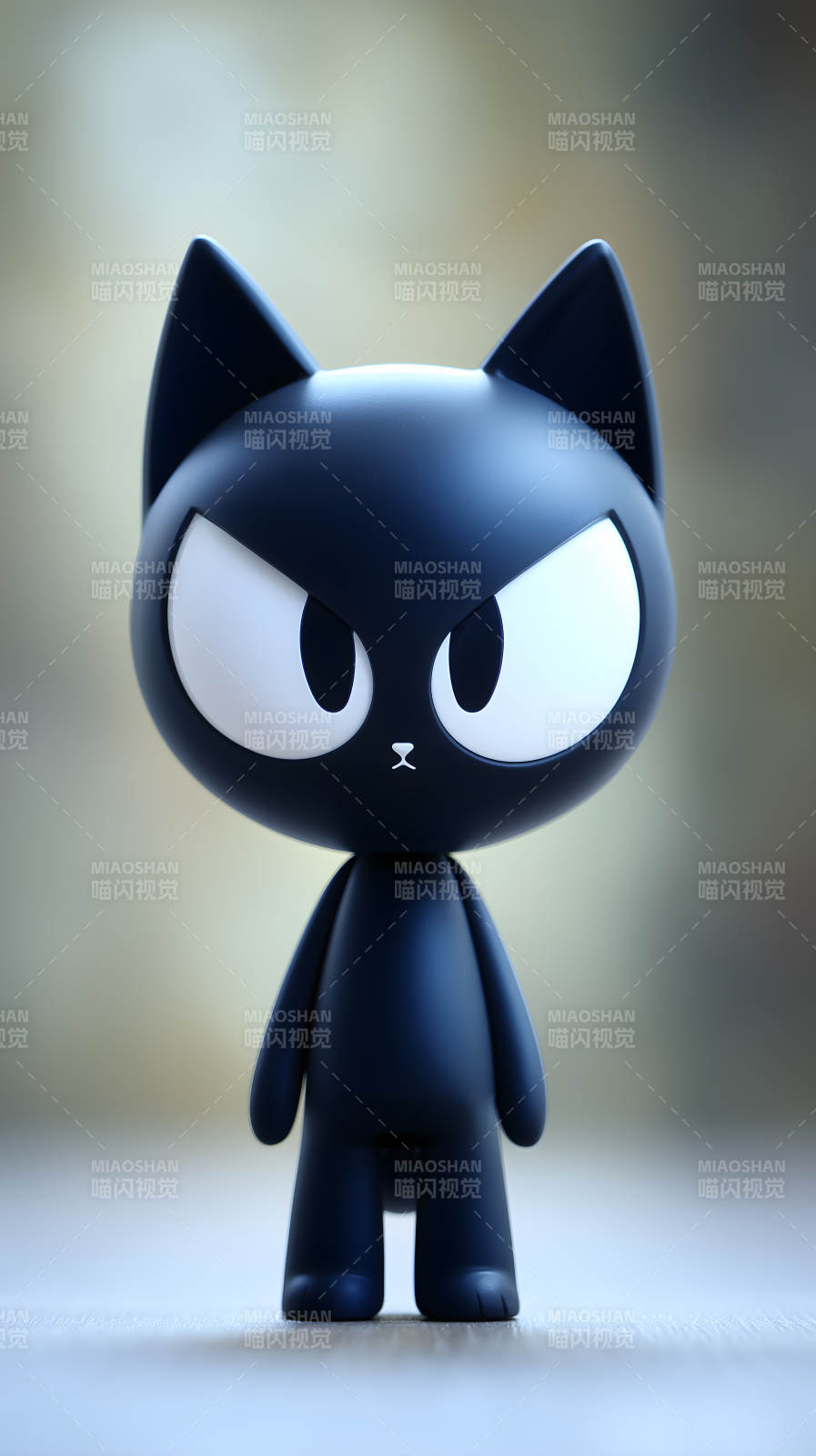 黑猫玩偶怒目而视图片