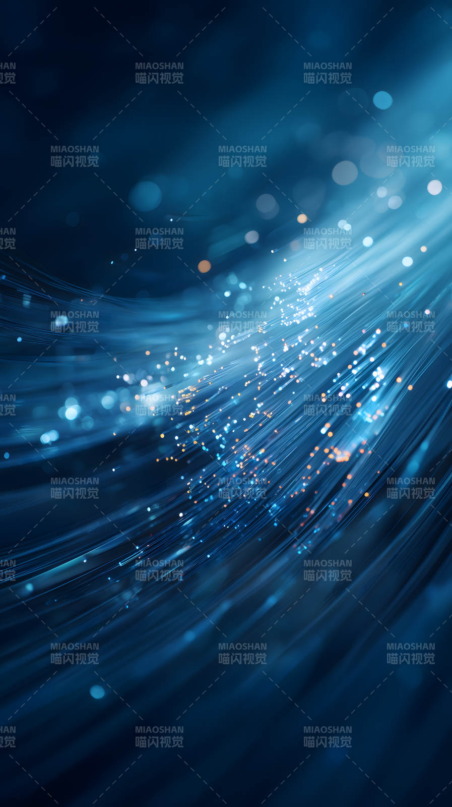 蓝色光纤与光斑交织图片