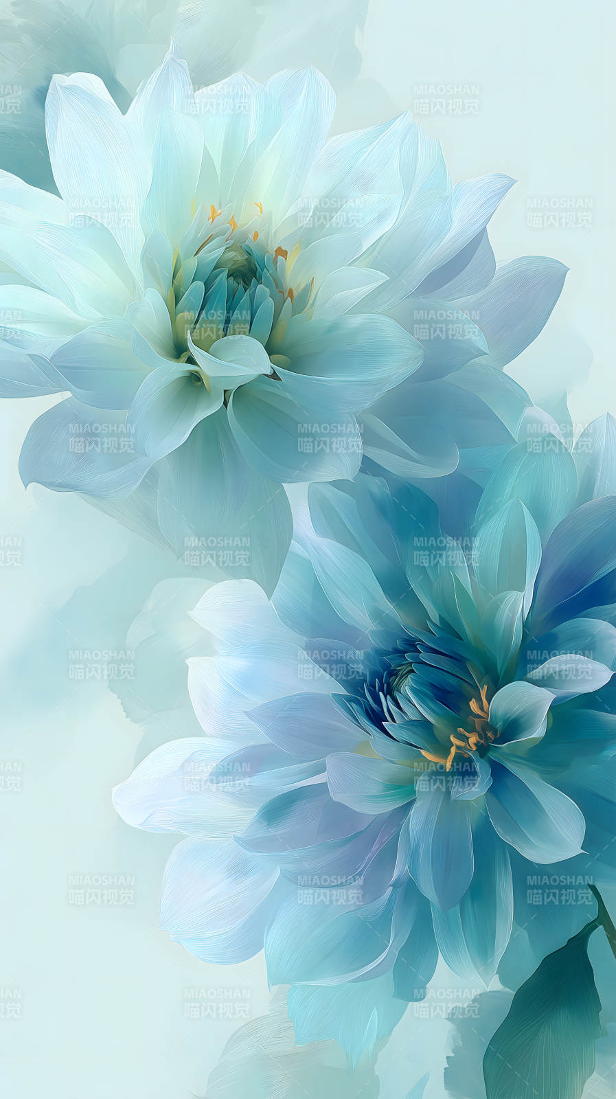 蓝色花朵优雅绽放图片