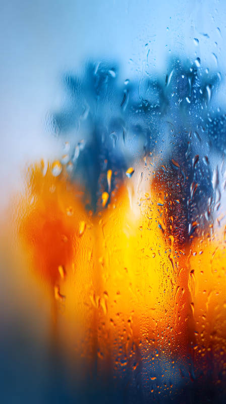 雨后窗外灯光朦胧图片