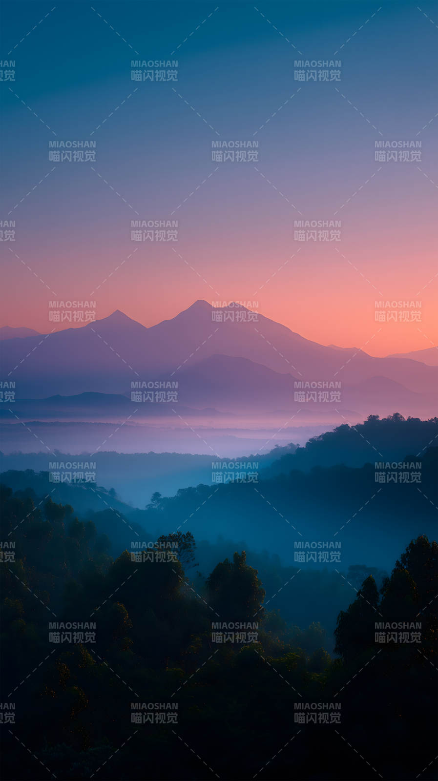 山峦云海夕阳绝美风光图片