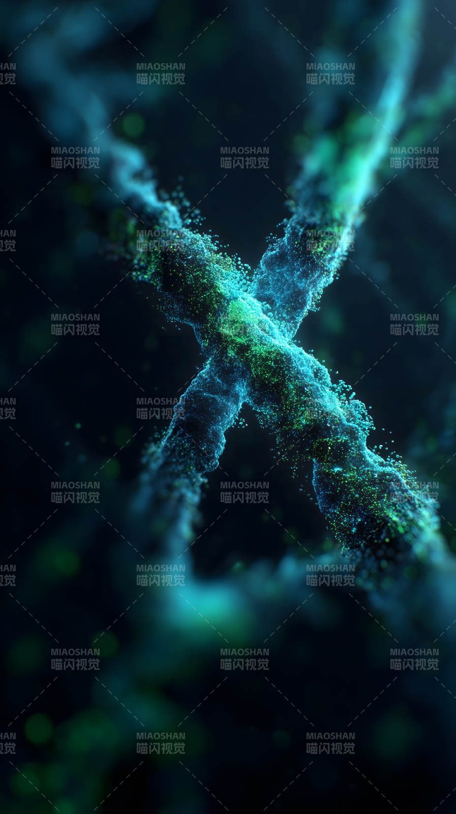 发光粒子交织成X形状图片