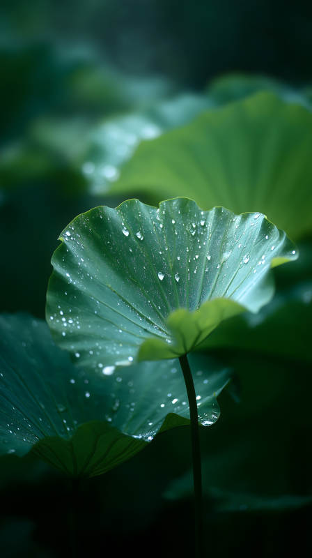 雨后荷叶晶莹剔透图片