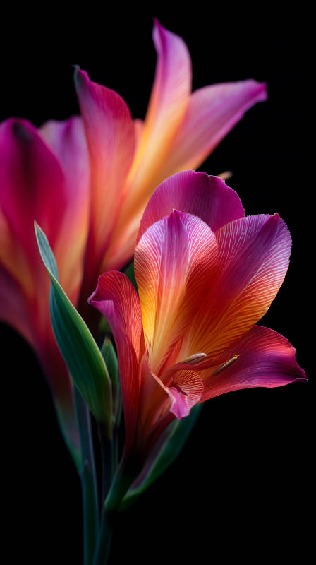 艳丽花朵绽放暗夜图片