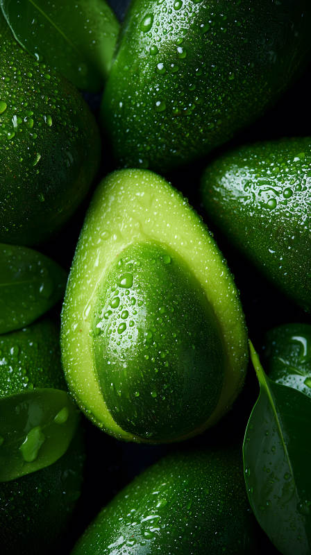 新鲜水润牛油果特写图片