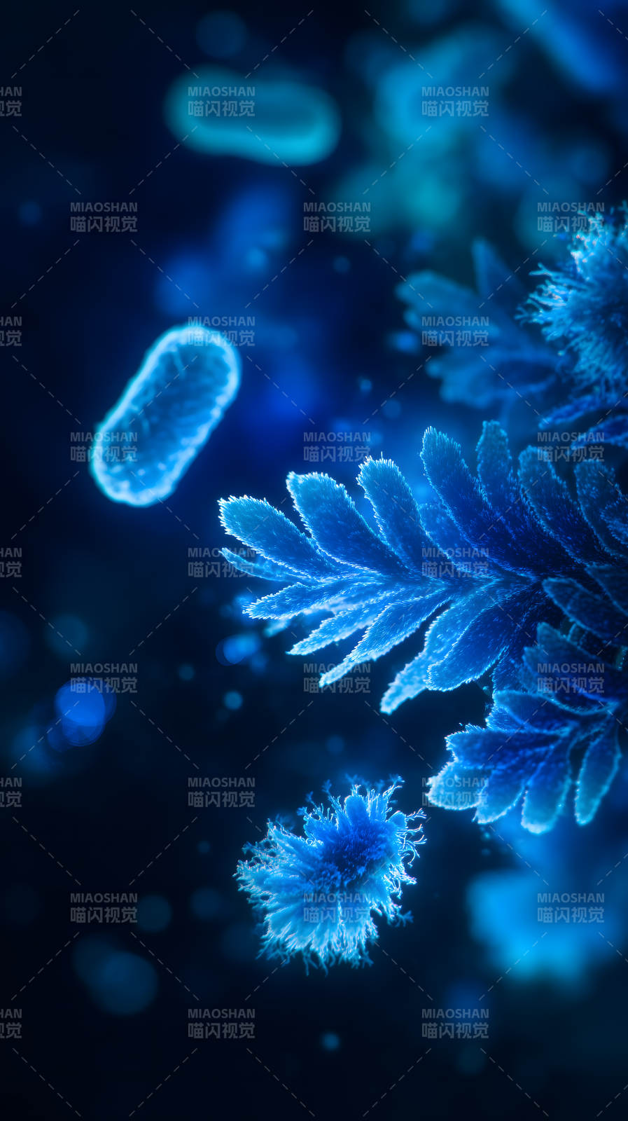蓝色微生物的微观世界图片
