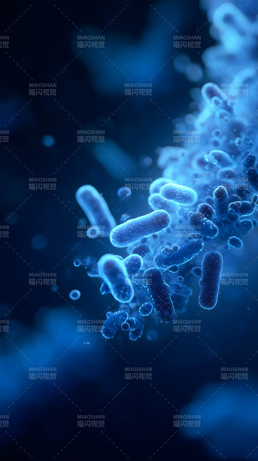 蓝色细菌微观世界图片