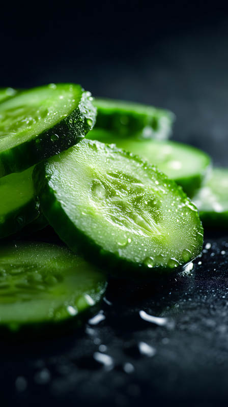 清新的黄瓜切片特写图片