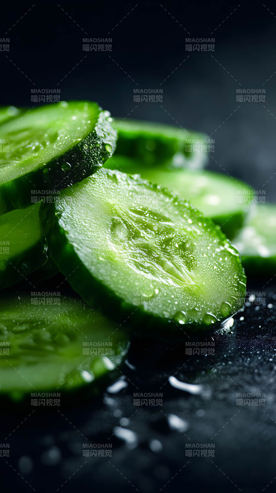 清新的黄瓜切片特写图片