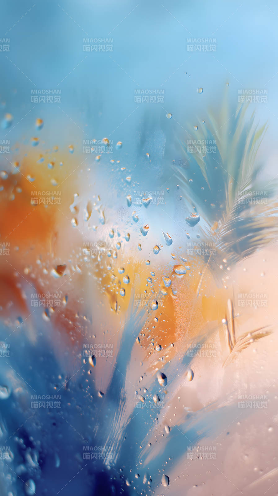 水滴与羽毛的光影图片