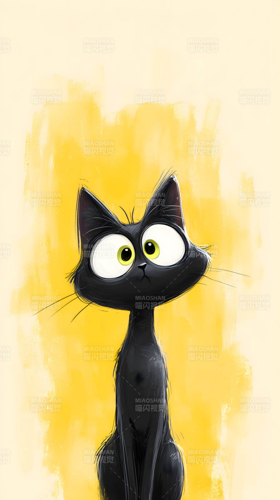 黑猫卡通可爱惊恐图片