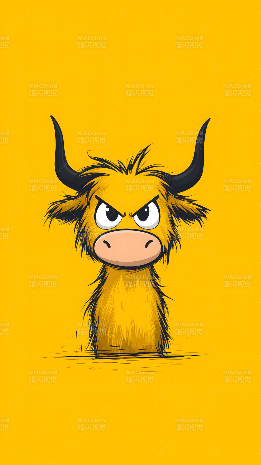 愤怒的卡通牦牛图片