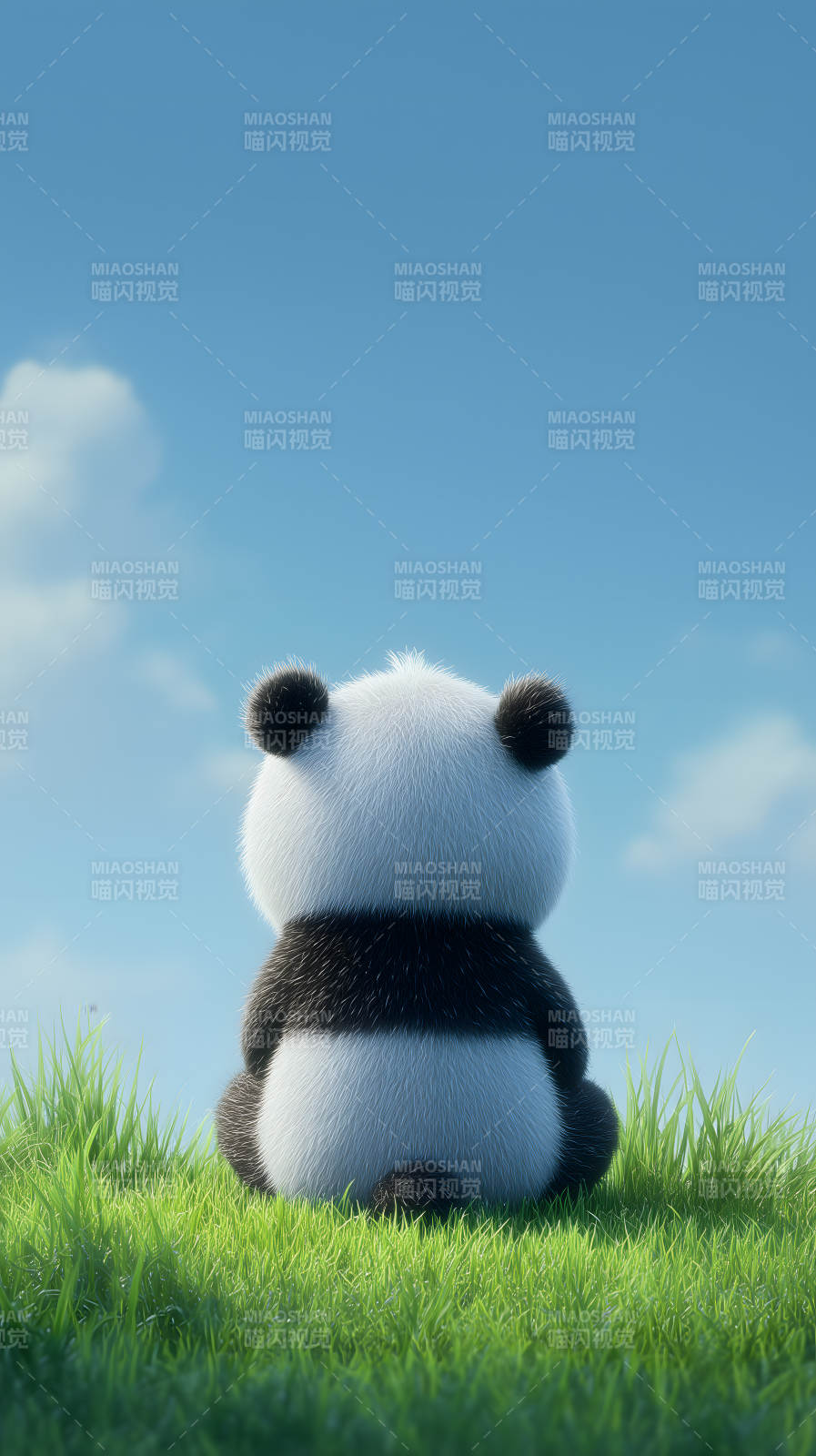 熊猫眺望蓝天白云图片