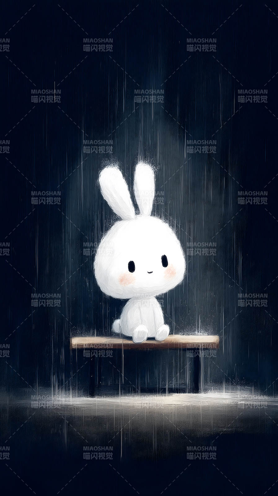 雨中兔子的孤独图片