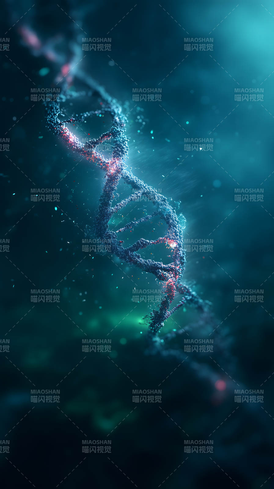 DNA螺旋结构蓝色背景图片